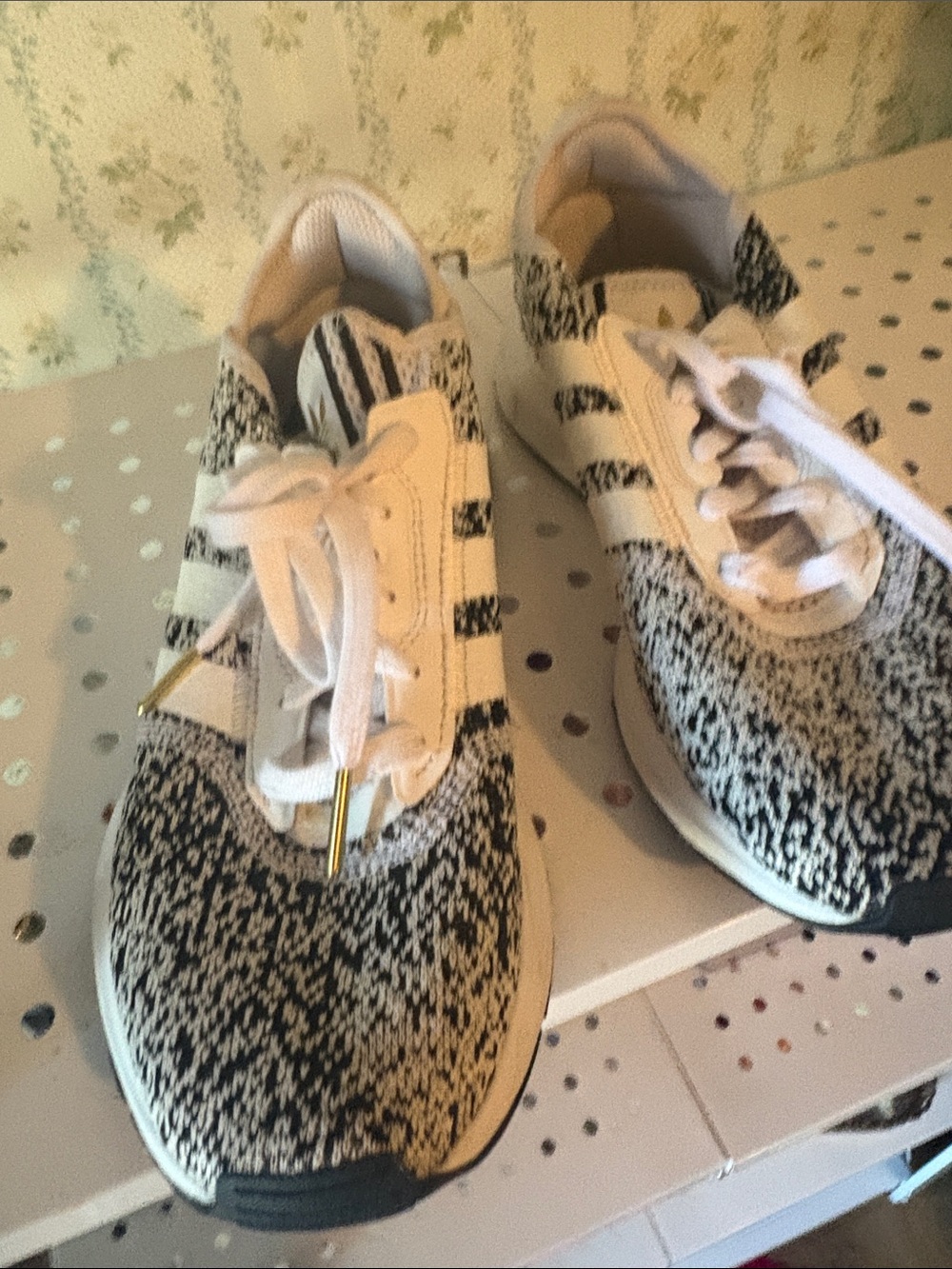 adidas Black and White Knit Running Sneakers